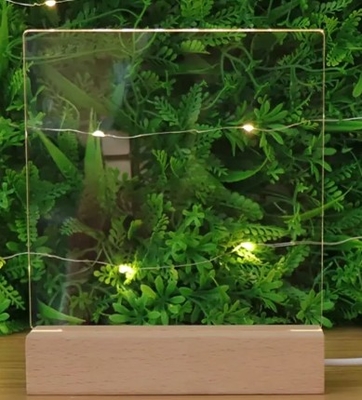 acheter Livraison rapide LED lampe acrylique avec base en bois décoration de lampe de nuit fabrication en ligne