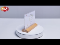 Porteur de panneau acrylique en forme de T avec base en bois triangulaire