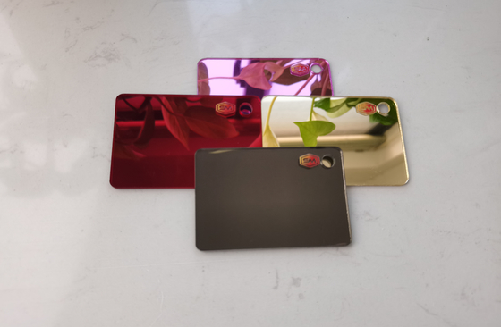 1-6 mm épaisseur miroir feuille d'acrylique adhésif doré miroiré avec différentes couleurs