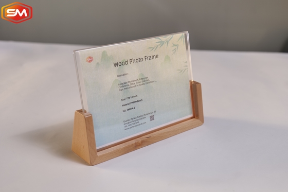 Nouveau style support de panneau acrylique transparent cadre photo OEM avec support de base en bois Diaplay