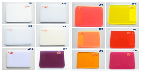 Feuille d'acrylique de couleur personnalisée avec résistance aux rayures et haute transmission