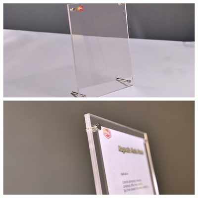 Display de table transparente à double face flottant cadre de support photo acrylique