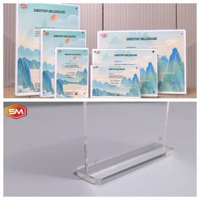 Expédition rapide Rond coin A4 papier menu T forme porte-enseigne acrylique avec taille personnalisée