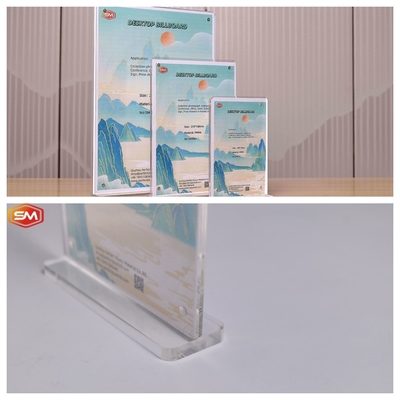 Porteur de panneau acrylique en forme de T rond de 2,5 mm avec support d'affichage magnétique